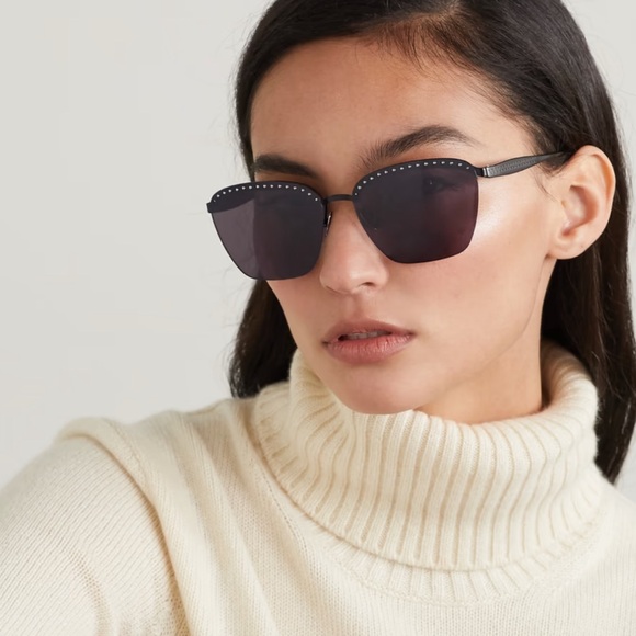 $620 NEW ALAIA Women's AA0039S 59mm Sunglasses Square-Cat eye oversized studded